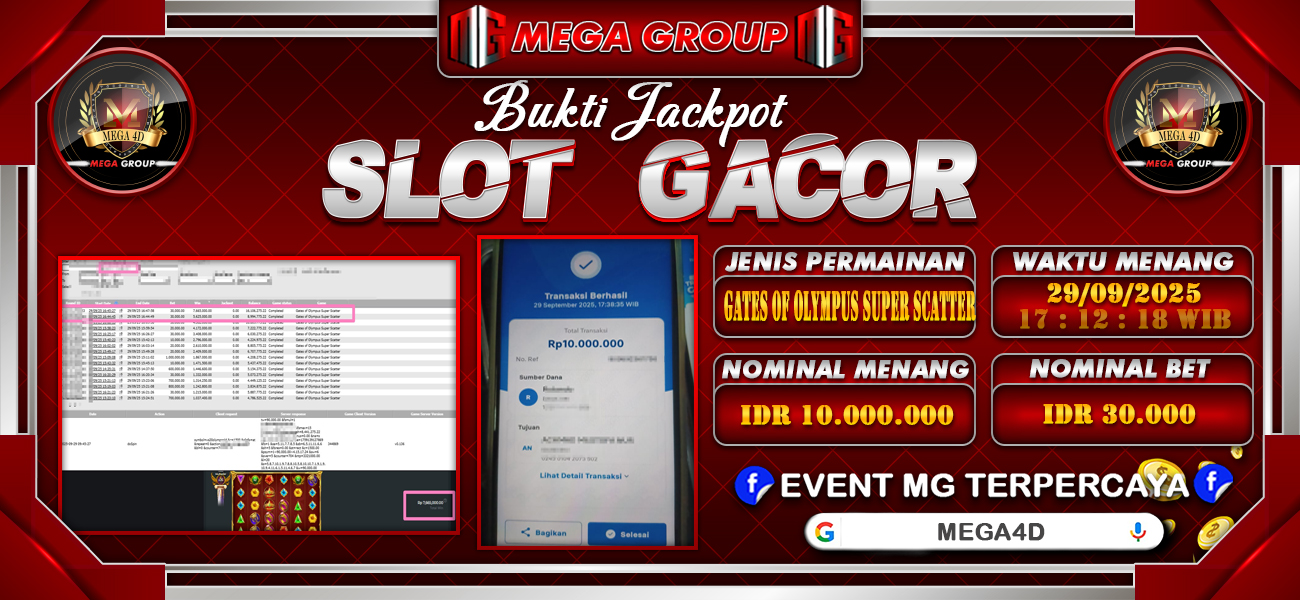 Bukti JP situs Mega4D hari Senin, 29 September 2025