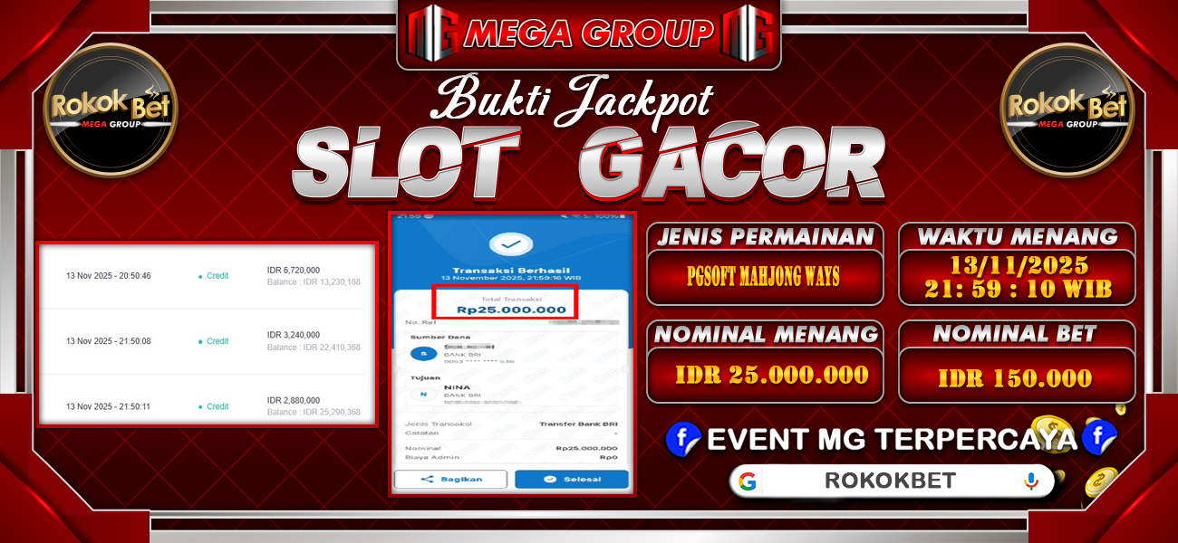 Bukti JP situs Rokokbet hari Jumat, 14 November 2025